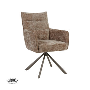 LABEL51 Eetkamerstoel Dubai - Taupe - Chenille - Brons Metalen Frame
