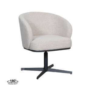 LABEL51 Eetkamerstoel Cannes - Naturel - Boucle - Zwart Metalen Frame