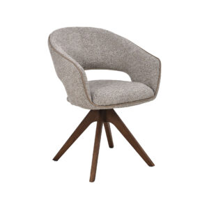 LABEL51 Eetkamerstoel Osuma - Beige - Geweven - Walnoot Houten Frame