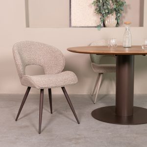 LABEL51 Eetkamerstoel Sakura - Mushroom - Royal Boucle - Brons Metalen Frame