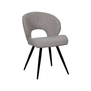 LABEL51 Eetkamerstoel Sakura - Mushroom - Royal Boucle - Zwart Metalen Frame