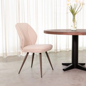 LABEL51 Eetkamerstoel Silvain - Naturel - Royal Boucle - Brons Metalen Frame