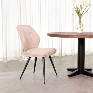 LABEL51 Eetkamerstoel Silvain - Naturel - Royal Boucle - Zwart Metalen Frame