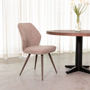 LABEL51 Eetkamerstoel Silvain - Mushroom - Royal Boucle - Brons Metalen Frame