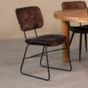 LABEL51 Eetkamerstoel Dez - Antraciet - Velvet - Zwart Metalen Frame