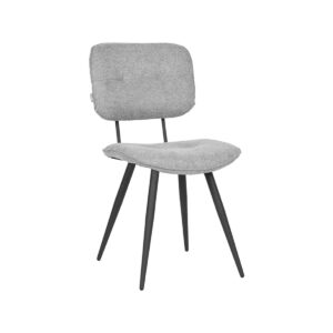 LABEL51 Eetkamerstoel Lux - Zinc - Geweven - Zwart Metalen Frame