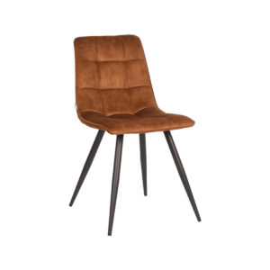 LABEL51 Eetkamerstoel Jelt - Oker - Velvet - Zwart Metalen Frame