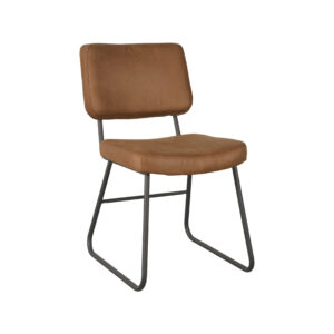 LABEL51 Eetkamerstoel Noah - Cognac - Kunstleder - Zwart Metalen Frame
