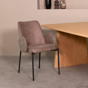 LABEL51 Eetkamerstoel Joni - Taupe - Kunstleder - Zwart Metalen Frame