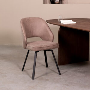 LABEL51 Eetkamerstoel Lewis - Taupe - Kunstleder - Zwart Metalen Frame