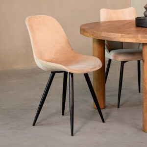 LABEL51 Eetkamerstoel Capri - Zand - Velvet - Zwart Metalen Frame