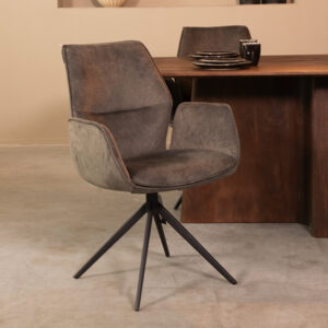 LABEL51 Eetkamerstoel Mellow - Antraciet - Velvet - Zwart Metalen Frame