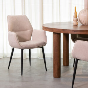 LABEL51 Eetkamerstoel Morris - Naturel - Chenille - Zwart Metalen Frame