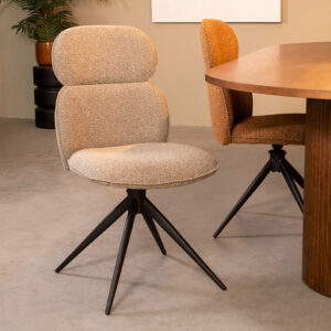 LABEL51 Eetkamerstoel Finn - Mushroom - Boucle - Zwart Metalen Frame