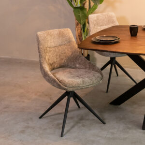 LABEL51 Eetkamerstoel Marlow - Hunter - Chenille - Zwart Metalen Frame