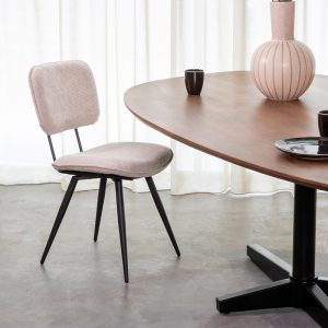 LABEL51 Eetkamerstoel Liva - Naturel - Elite - Zwart Metalen Frame