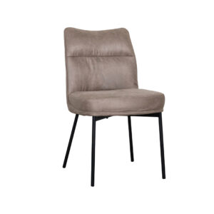 LABEL51 Eetkamerstoel Lennon - Taupe - Kunstleder - Zwart Metalen Frame