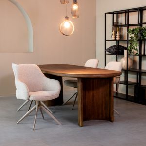 LABEL51 Eetkamerstoel Bern - Naturel - Royal Boucle - Taupe Metalen Frame