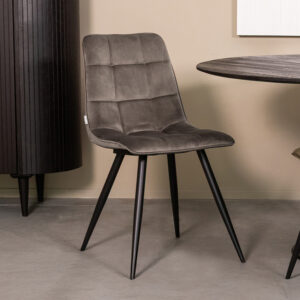 LABEL51 Eetkamerstoel Bistro - Taupe - Velvet - Zwart Metalen Frame