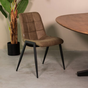 LABEL51 Eetkamerstoel Noor - Moss - Kunstleder - Zwart Metalen Frame