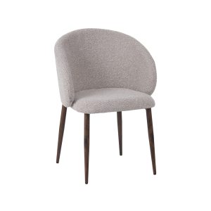 LABEL51 Eetkamerstoel Yuki - Naturel - Royal Boucle - Walnoot Houten Frame