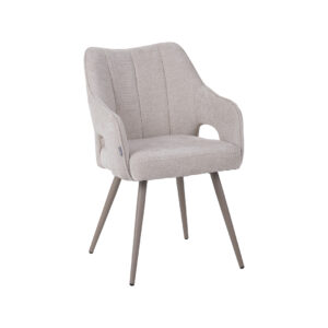 LABEL51 Eetkamerstoel Stan - Naturel - Chenille - Taupe Metalen Frame