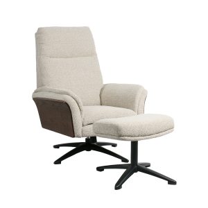 LABEL51 Fauteuil Zenza - Naturel - Boucle - Incl. Hocker