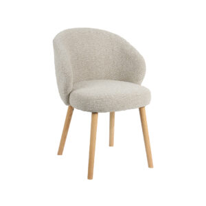 LABEL51 Eetkamerstoel Shiro - Naturel - Boucle - Naturel Houten Frame