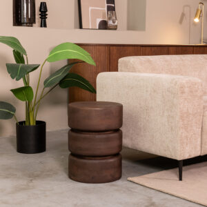 LABEL51 Bijzettafel Milly - Espresso - Mangohout - 35 cm - Rond