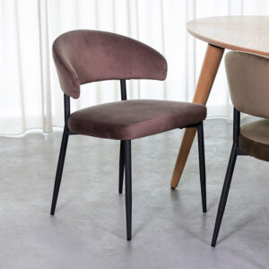 LABEL51 Eetkamerstoel Bliss - Taupe - Velvet - Zwart Metalen Frame